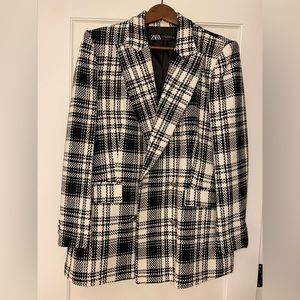 ZARA BLAZER, black&white plaid, size XL